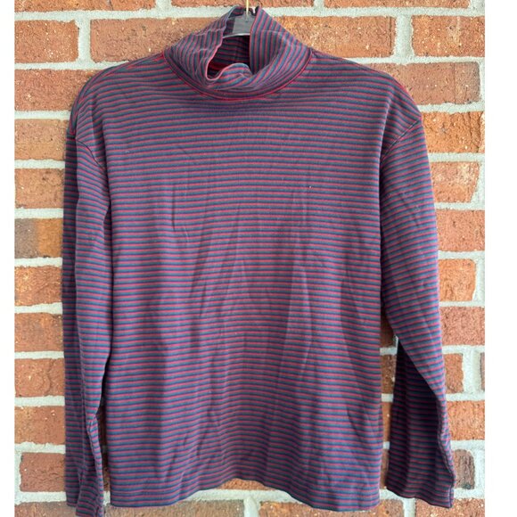 Vintage Lands’ End Stripe Cotton Turtleneck M - Picture 1 of 7